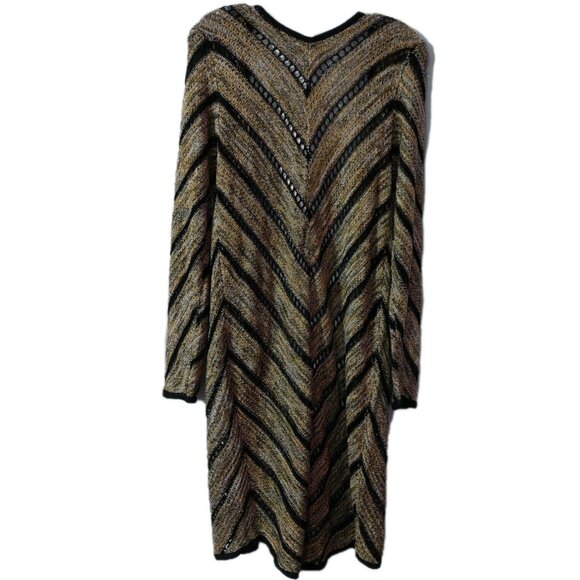 CJ Banks Cardigan Size Medium Open Front Open Knit Crochet Sweater Duster - Picture 2 of 8